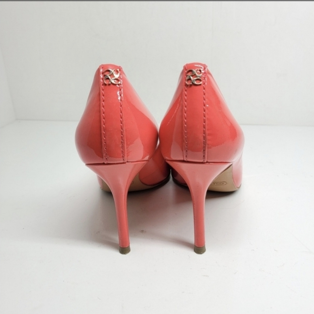 Coach Nala Bright Coral Patent Leather Pump Size 9 - Picture 4 of 11